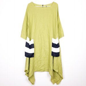 IC by Connie K 100% linen Lagenlook oversized short sleeve dress